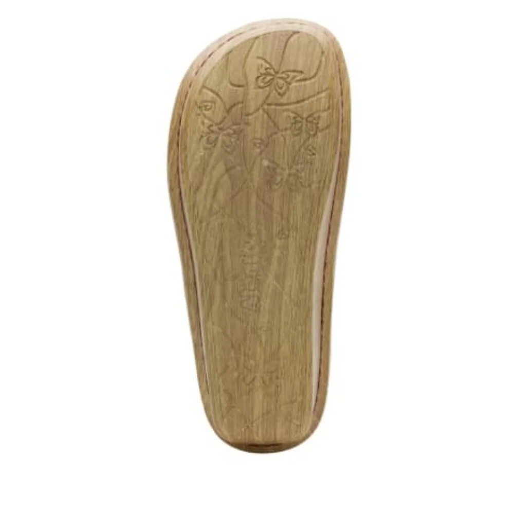 ALEGRIA Enmeshed Slide Sandals Floral Gold Peach Sage Green Tan EU 39 US 9 - Picture 2 of 11